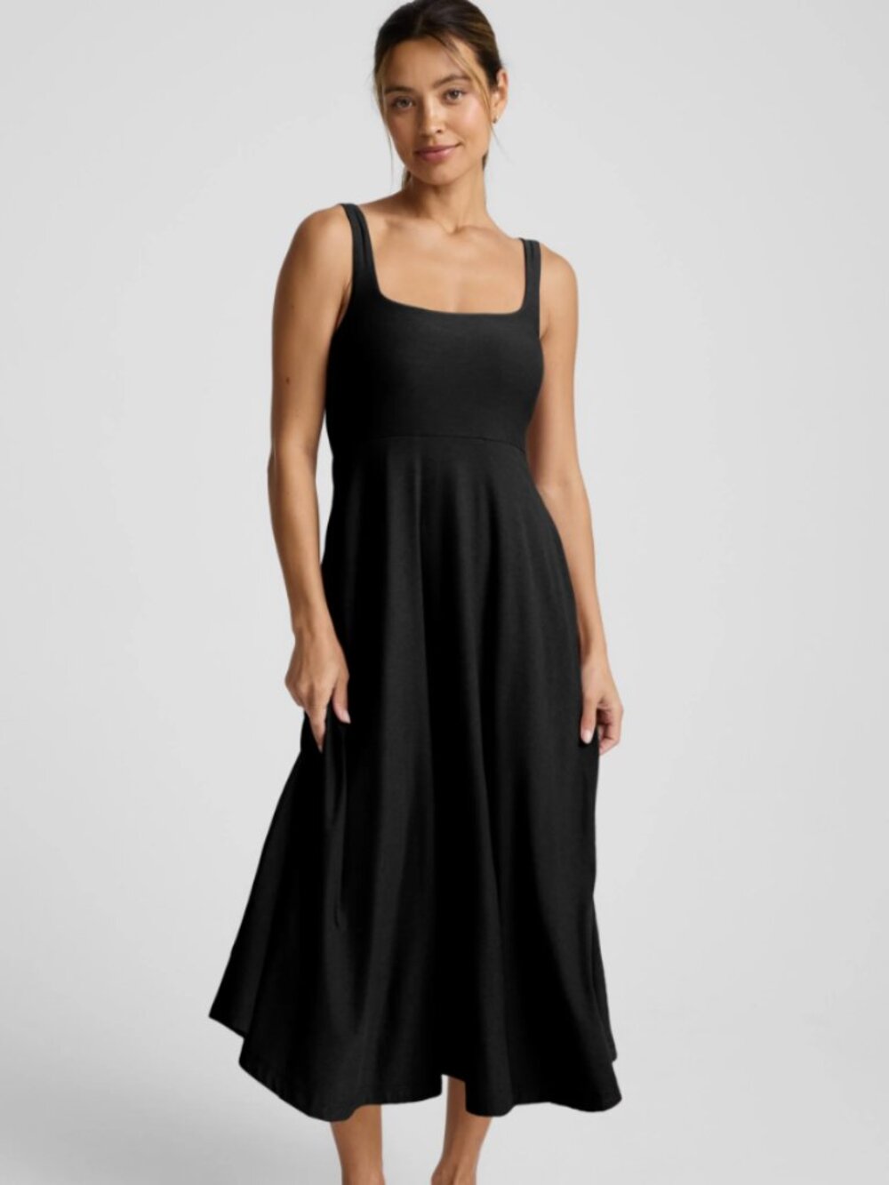 Featherweight At The Ready Square Neck Midi Dress - Beyond Yoga NWT